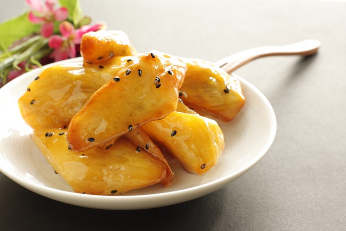 White sweet potatoes with mirin and honey